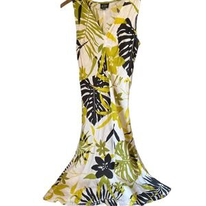 VTG‎ Marilyn Anselm Hobbs 100% Linen Floral Midi Dress 10 Y2K 80s Resort Beachy